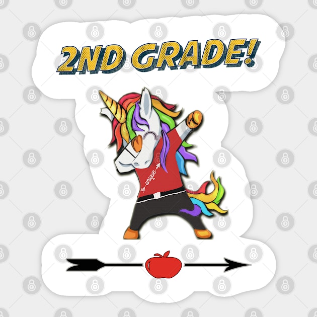 2nd Grade Funny Dabbing Unicorn Boy Design Sticker by familycuteycom